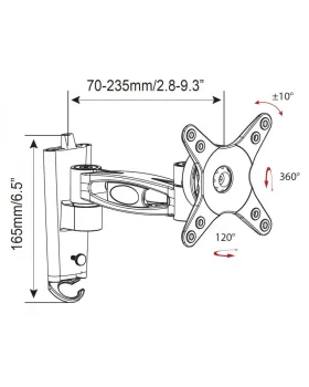 ARM101 Ein-Arm-Wandhalterung bis 27"